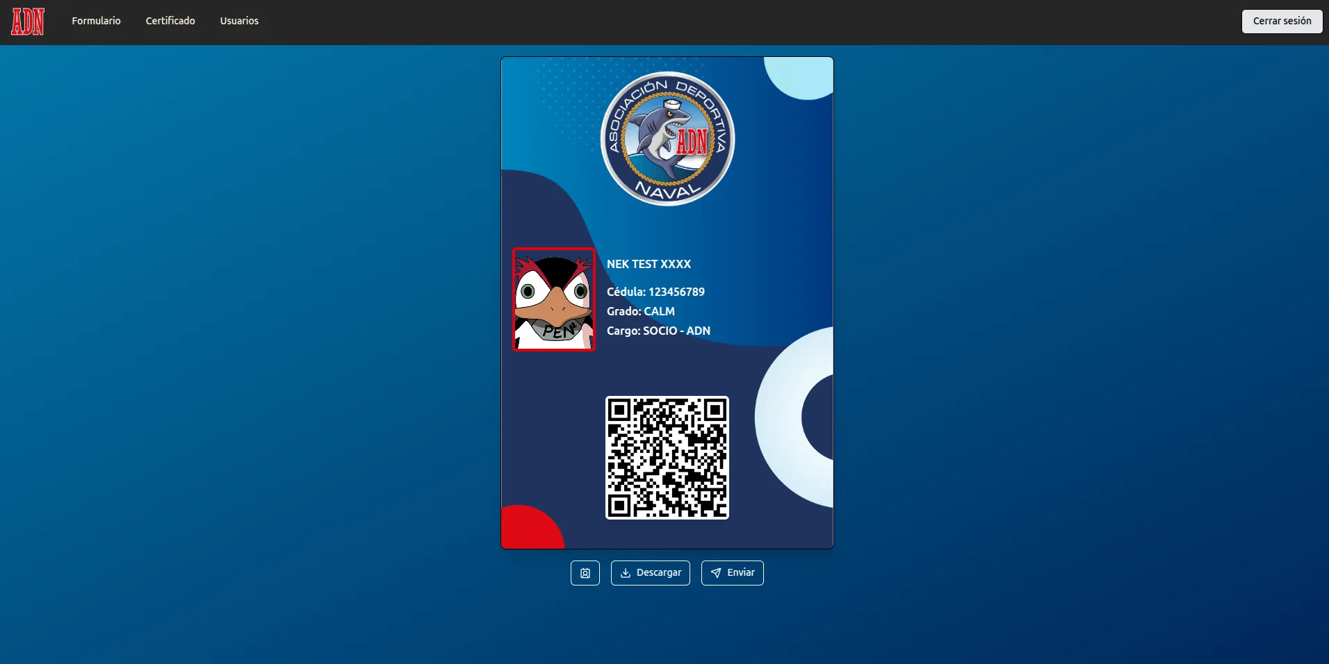 Web App to generate QR codes for ADN